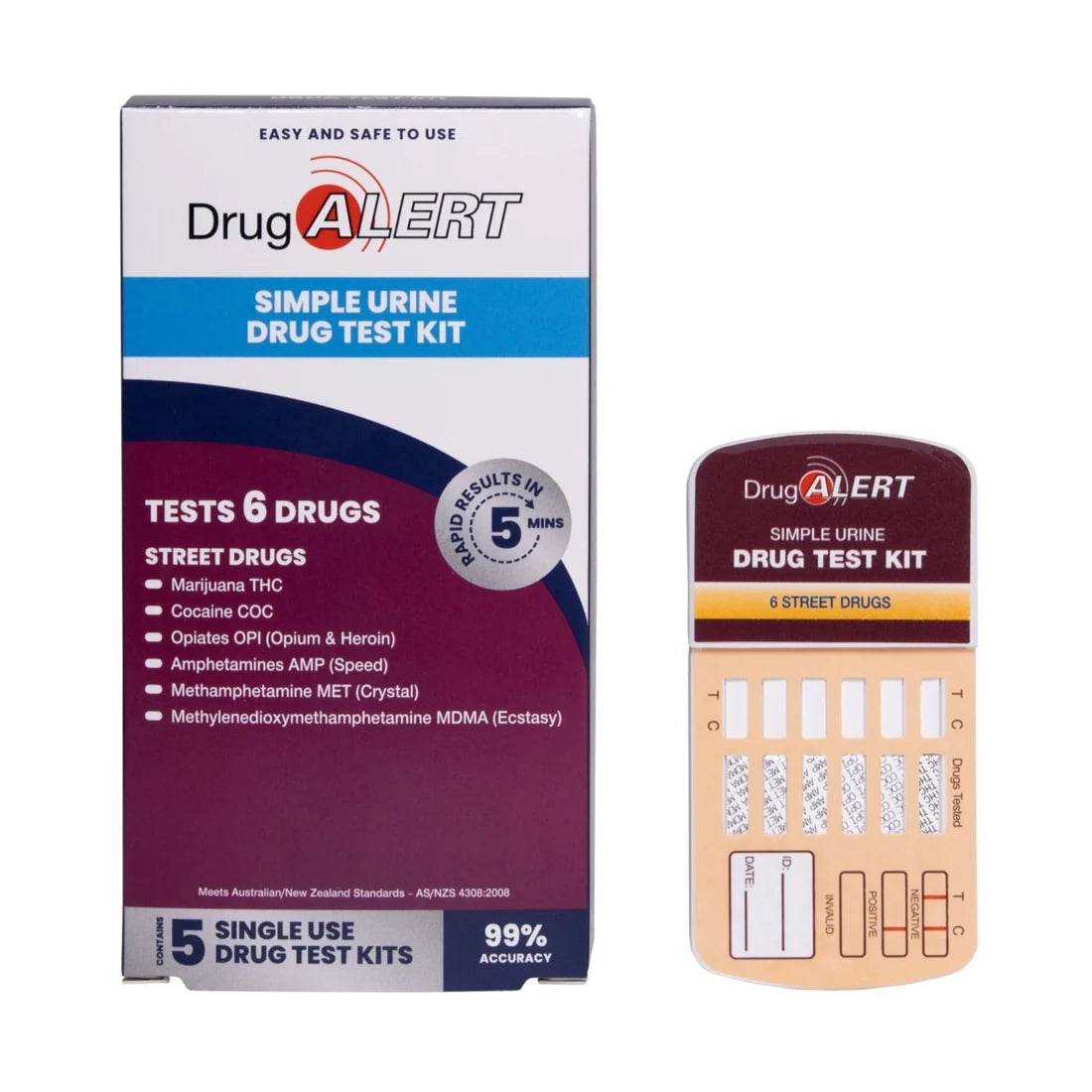 Drug Alert Simple Urine Self-Testing Kit, 5 Pack